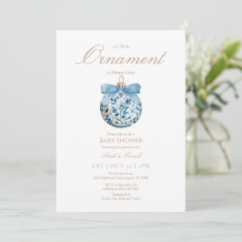 Blue Ornament Baby shower Invitation Bedankkaart