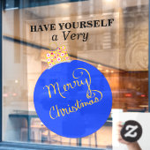 Blue Ornament Ball Merry Kerstmis Raamsticker (Cafe Raam)