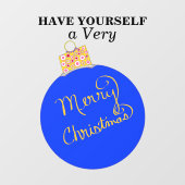 Blue Ornament Ball Merry Kerstmis Raamsticker (Vel)
