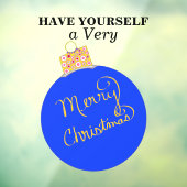 Blue Ornament Ball Merry Kerstmis Raamsticker (Vel 3)