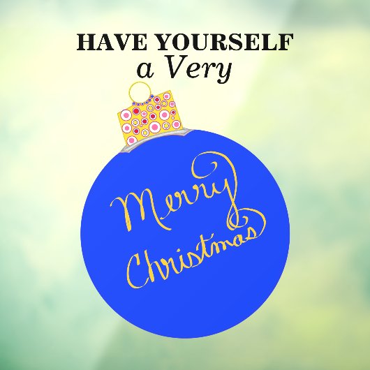 Blue Ornament Ball Merry Kerstmis Raamsticker (Vel 3)