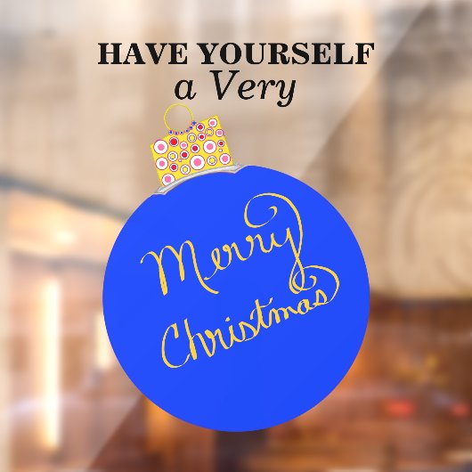 Blue Ornament Ball Merry Kerstmis Raamsticker (Vel 2)