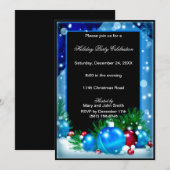 Blue Ornament Baubles Kerstfeest Kaart (Voorkant / Achterkant)