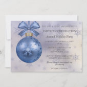 Blue Ornament Elegant Corporate Holiday Party Kaart (Voorkant)