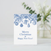 Blue Ornament Merry Christmas Chinoiserie Briefkaart (Staand voorkant)
