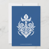 Blue Ornamental Boat Anchor Birthday Party Invite Kaart (Achterkant)