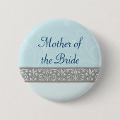 Blue Ornamental Frieze Bridal Party Button (Voorkant)