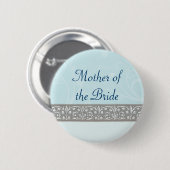 Blue Ornamental Frieze Bridal Party Button (Voorkant /achterkant)