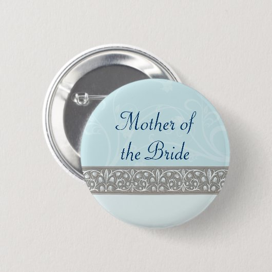 Blue Ornamental Frieze Bridal Party Button (Voorkant /achterkant)