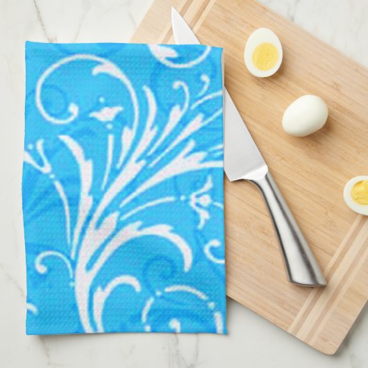 Blue Ornamental Kitchen Towel Theedoek (Quarter Fold)