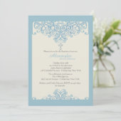 Blue Ornamental Religious Invitation Kaart (Staand voorkant)