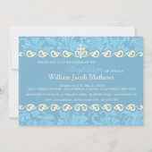 Blue Ornamental Religious Invitation Kaart (Voorkant)
