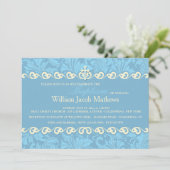 Blue Ornamental Religious Invitation Kaart (Staand voorkant)