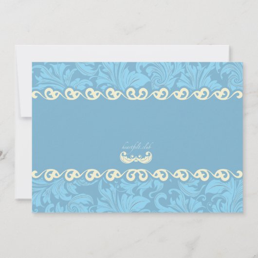 Blue Ornamental Religious Invitation Kaart (Achterkant)