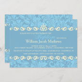 Blue Ornamental Religious Invitation Kaart (Voorkant / Achterkant)