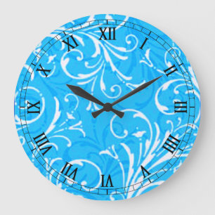 Blue Ornamental Round Roman Nummerklok Grote Klok