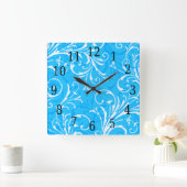 Blue Ornamental Square Clock Vierkante Klok (Huis)