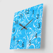 Blue Ornamental Square Clock Vierkante Klok (Hoek)