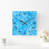 Blue Ornamental Square Roman Numerus Clock Vierkante Klok (Huis)