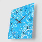 Blue Ornamental Square Roman Numerus Clock Vierkante Klok (Hoek)