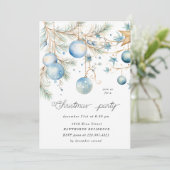 Blue Ornamenten kerstfeest Kaart (Staand voorkant)