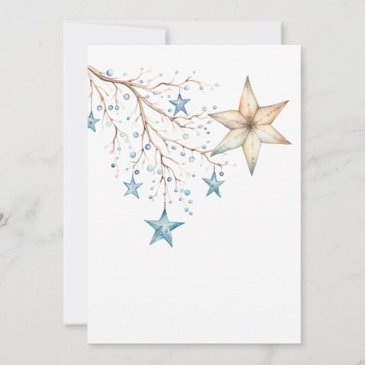 Blue Ornamenten kerstfeest Kaart (Achterkant)