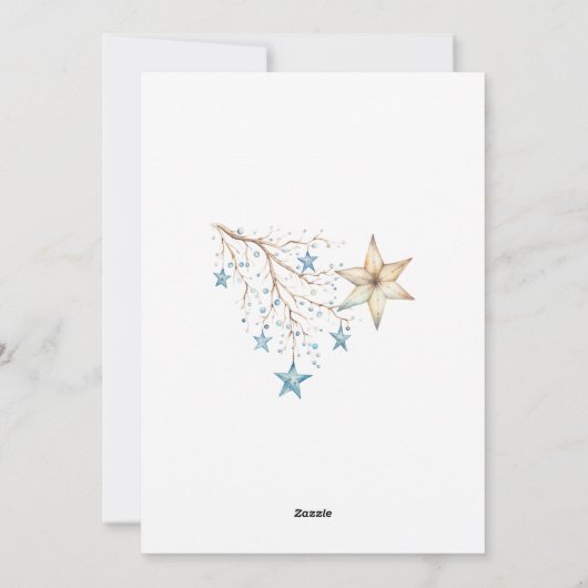 Blue Ornamenten Stars Foto Vakantie Kaart (Achterkant)