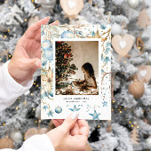 Blue Ornamenten Stars Foto Vakantie Kaart