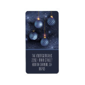 Blue Ornaments Return Address Etiket (Voorkant)