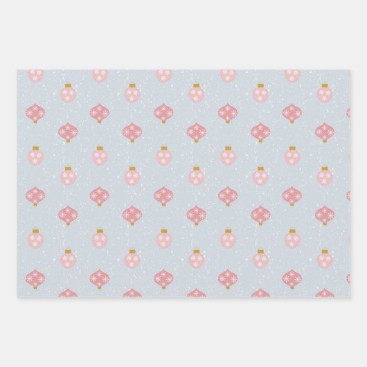 Blue Ornaments Wrapping Paper Flat Sheet Set of 3 (Voorkant 2)