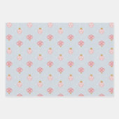 Blue Ornaments Wrapping Paper Flat Sheet Set of 3 (Voorkant)