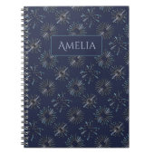 Blue Ornate Firework Pattern Personalised Elegant Notitieboek (Voorkant)