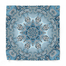 Blue Ornate Floral Bandana