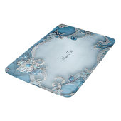 Blue Ornate Floral Bath Mat (Gekanteld)