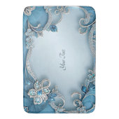 Blue Ornate Floral Bath Mat (Voorkant Verticaal)
