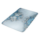 Blue Ornate Floral Bath Mat (Gekanteld)