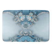 Blue Ornate Floral Bath Mat (Voorkant)