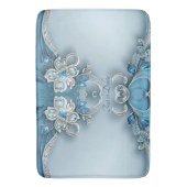 Blue Ornate Floral Bath Mat (Voorkant Verticaal)