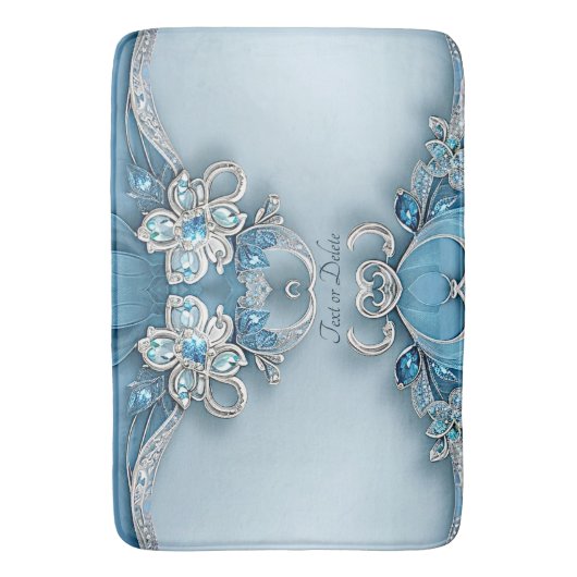 Blue Ornate Floral Bath Mat (Voorkant Verticaal)