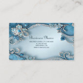 Blue Ornate Floral Business Card Visitekaartje (Achterkant)