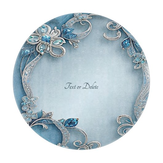Blue Ornate Floral Cutting Board Snijplank (Voorkant)