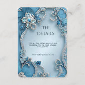 Blue Ornate Floral Detail Enclosure Card Informatiekaartje (Voorkant)