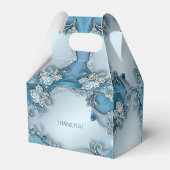 Blue Ornate Floral Favor Box Bedankdoosjes (Achterkant)
