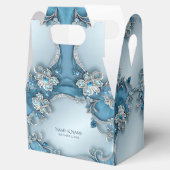 Blue Ornate Floral Favor Box Bedankdoosjes (Geopend)
