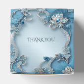 Blue Ornate Floral Favor Box Bedankdoosjes (Bovenkant)