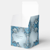 Blue Ornate Floral Favor Box Bedankdoosjes (Geopend)