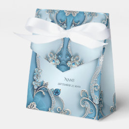 Blue Ornate Floral Favor Box Bedankdoosjes