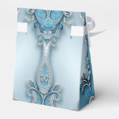 Blue Ornate Floral Favor Box Bedankdoosjes (Achterkant)