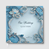 Blue Ornate Floral Guest Book Gastenboek (Voorkant)