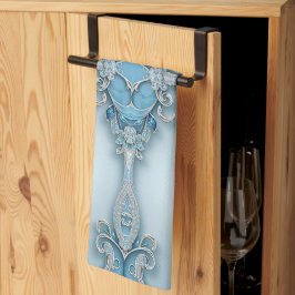 Blue Ornate Floral Kitchen Towel Theedoek